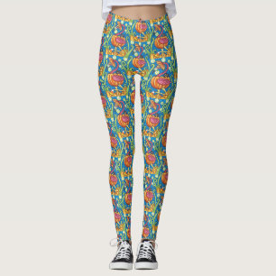 HALLOEEN PINK FLAMINGO & BLACK CAT IN PUMPKIN LEGGINGS