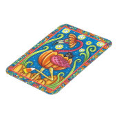 HALLOEEN PINK FLAMINGO & BLACK CAT IN PUMPKIN MAGNEET (Linkerzijde)