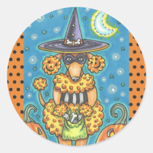 HALLOEEN PUMPKIN POODLE STICKERS BLAD-ronde