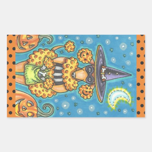 HALLOEEN PUMPKIN POODLE STICKERS SHEET Rectangle (Voorkant)