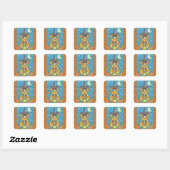 HALLOEEN PUMPKIN POODLE STICKERS SHEET Square (Vel)