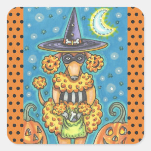 HALLOEEN PUMPKIN POODLE STICKERS SHEET Square