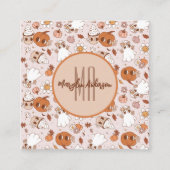 HALLOEEN RETROGROOVY PUMPKINS EN GHOSTS VIERKANTE VISITEKAARTJE (Voorkant)