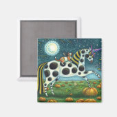 HALLOEEN SPOTTED PONY & BAT CAT Whimsical Magneet (Voorkant / Achterkant)