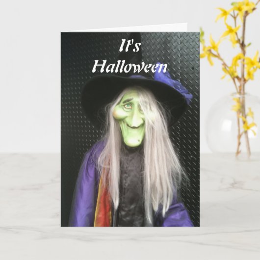 ***HALLOEEN*** TIJD VOOR GOEDE/BAD WITCH KAART (Gele Bloem)