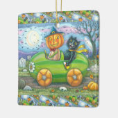 HALLOEEN-WEGTRIP, JACK EN ZWARTE CAT-VRIENDEN KERAMISCH ORNAMENT (Links)