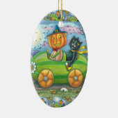 HALLOEEN-WEGTRIP, JACK EN ZWARTE CAT-VRIENDEN KERAMISCH ORNAMENT (Rechts)