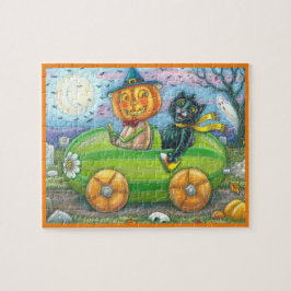 HALLOEEN-WEGTRIP, JACK EN ZWARTE CAT-VRIENDEN LEGPUZZEL