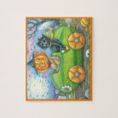 HALLOEEN-WEGTRIP, JACK EN ZWARTE CAT-VRIENDEN LEGPUZZEL (Verticaal)