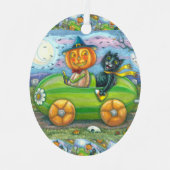 HALLOEEN-WEGTRIP, JACK EN ZWARTE CAT-VRIENDEN METALEN ORNAMENT (Voorkant)