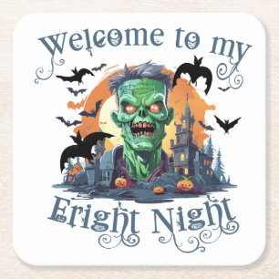 Hallooween Frankenstein Welkom op mijn verschrikke Kartonnen Onderzetters
