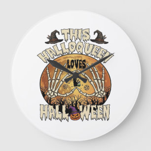 Halloqueen Houdt van Halloween Skelet Handen Zwart Grote Klok