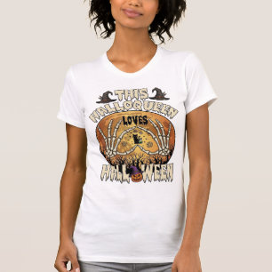 Halloqueen Houdt van Halloween Skelet Handen Zwart T-shirt