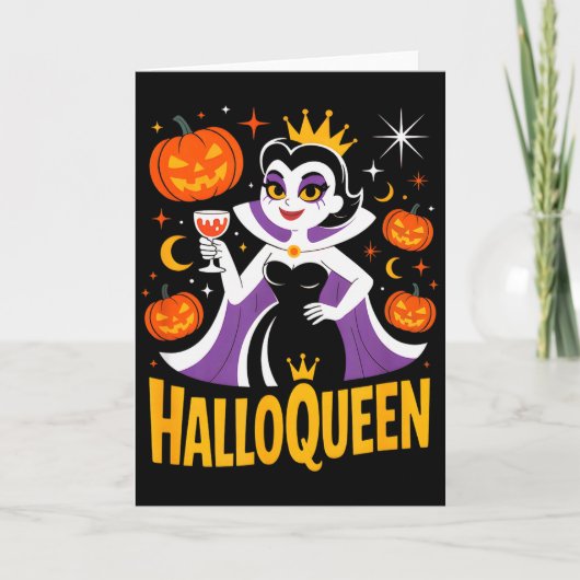 Halloqueen Retro Vamre Queen Halloween Pumpkins Ba Kaart (Voorkant)