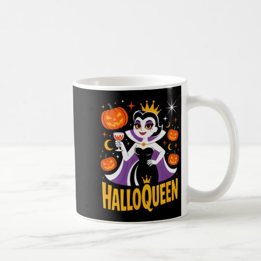 Halloqueen Retro Vamre Queen Halloween Pumpkins Ba Koffiemok (Rechts)