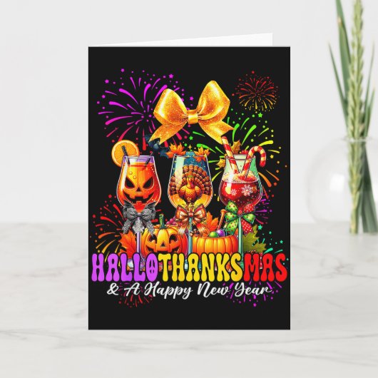 Hallothanksmas &amp; Gelukkig Nieuwjaar Vuurwerk W Kaart (Voorkant)