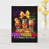 Hallothanksmas &amp; Gelukkig Nieuwjaar Vuurwerk W Kaart (Gele Bloem)