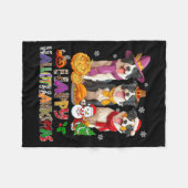 Hallothanksmas Border Collie Hond Halloween Fleece Deken (Voorkant (Horizontaal))
