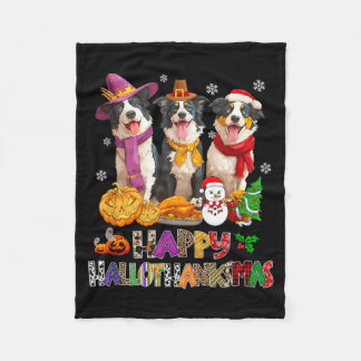 Hallothanksmas Border Collie Hond Halloween Fleece Deken