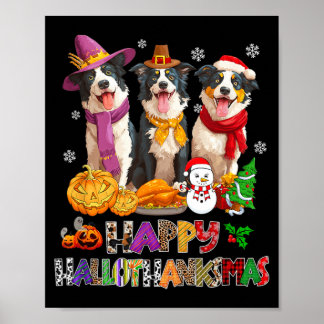 Hallothanksmas Border Collie hond Halloween Poster