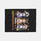 Hallothanksmas Cats Halloween Thanksgiving Christm Fleece Deken (Voorkant (Horizontaal))