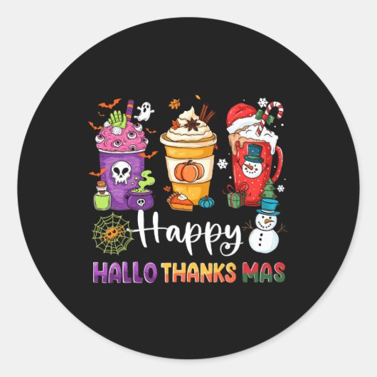 Hallothanksmas Chocoladesap Drink kerst Ha Ronde Sticker (Voorkant)