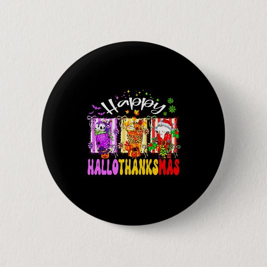Hallothanksmas Coffee Latte Halloween Thanksgiving Ronde Button 5,7 Cm (Voorkant)