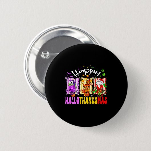 Hallothanksmas Coffee Latte Halloween Thanksgiving Ronde Button 5,7 Cm (Voorkant /achterkant)