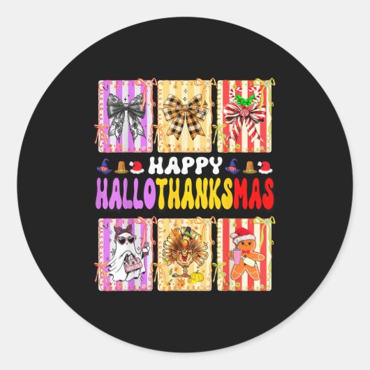 Hallothanksmas Coquette Bow Halloween Thanksgiving Ronde Sticker (Voorkant)