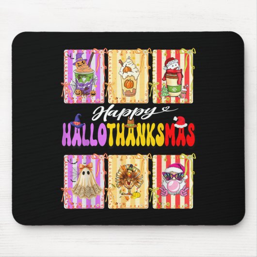 Hallothanksmas Cute Turkey Santa Halloween Thanksg Muismat (Voorkant)