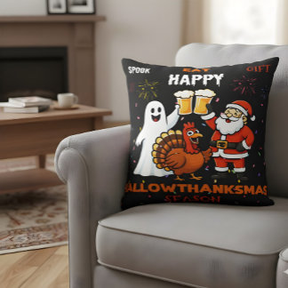 Hallothanksmas Feest! Spook Turkije Kerstman Bier Kussen