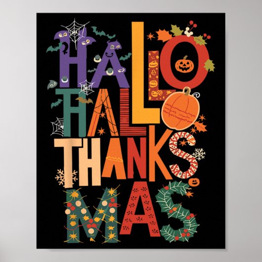 Hallothanksmas Funny Halloween Thanksgiving Christ Poster (Voorkant)