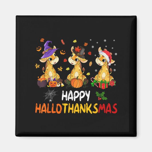 Hallothanksmas Giraffe Halloween Thanksgiving Chri Magneet (Voorkant)