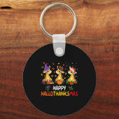 Hallothanksmas Giraffe Halloween Thanksgiving Chri Sleutelhanger (Voorkant)