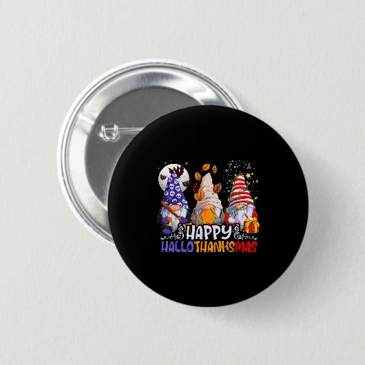 Hallothanksmas Gnomes Halloween Thanksgiving Chris Ronde Button 5,7 Cm (Voorkant /achterkant)