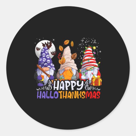 Hallothanksmas Gnomes Halloween Thanksgiving Chris Ronde Sticker (Voorkant)