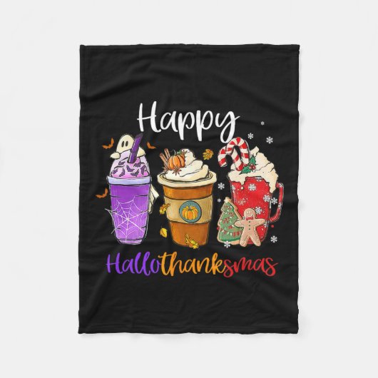 Hallothanksmas Gnomes Halloween Thanksgiving Merry Fleece Deken (Voorkant)