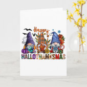 Hallothanksmas Gnomes Halloween Thanksgiving Merry Kaart (Gele Bloem)