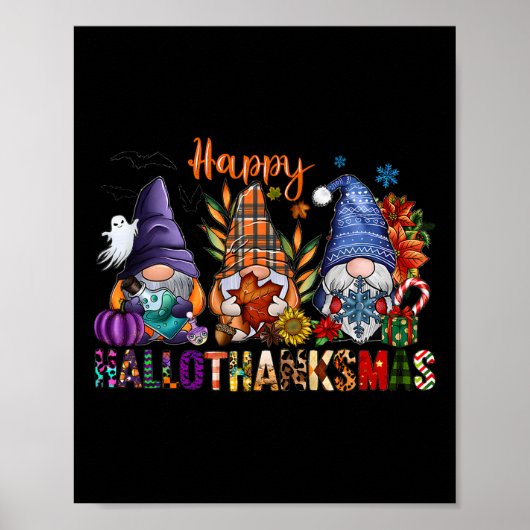 Hallothanksmas Gnomes Halloween Thanksgiving Merry Poster (Voorkant)