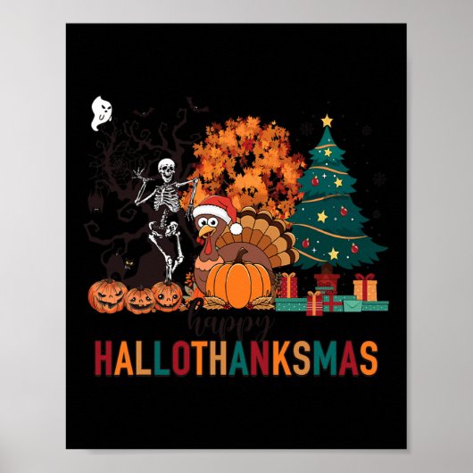 Hallothanksmas Halloween Kostuum Thanksgiving Xmas Poster (Voorkant)