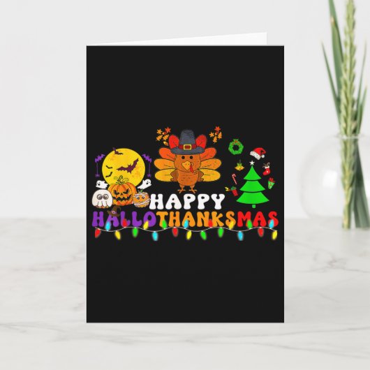Hallothanksmas Halloween Prettig Kerstfeest Dankze Kaart (Voorkant)
