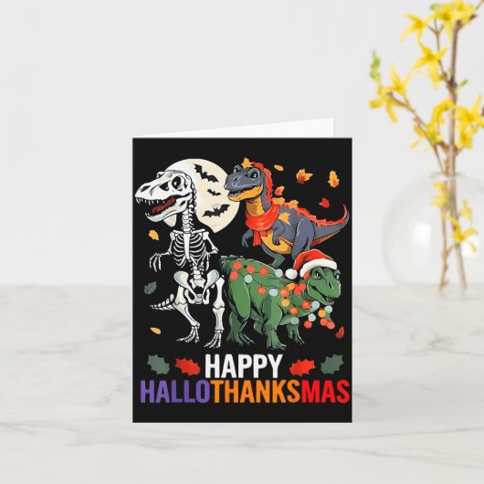 Hallothanksmas Halloween Thanksgiving Christmas Di Kaart (Gele Bloem)