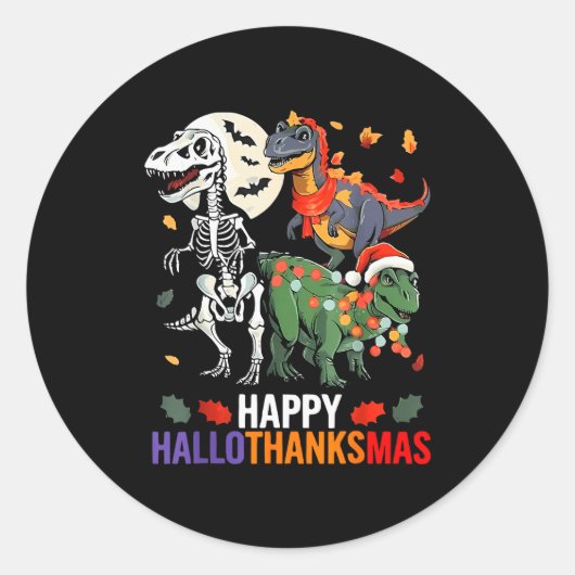 Hallothanksmas Halloween Thanksgiving Christmas Di Ronde Sticker (Voorkant)