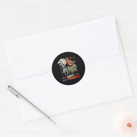 Hallothanksmas Halloween Thanksgiving Christmas Di Ronde Sticker (Envelop)