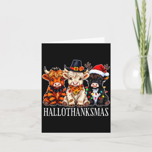 Hallothanksmas Halloween Thanksgiving Christmas Hi Kaart (Voorkant)