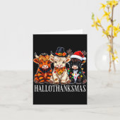 Hallothanksmas Halloween Thanksgiving Christmas Hi Kaart (Gele Bloem)