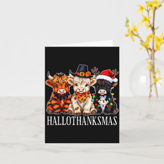 Hallothanksmas Halloween Thanksgiving Christmas Hi Kaart (Gele Bloem)