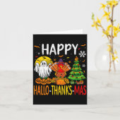 Hallothanksmas Halloween Thanksgiving Christmas  Kaart (Gele Bloem)