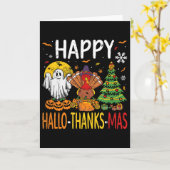 Hallothanksmas Halloween Thanksgiving Christmas  Kaart (Gele Bloem)