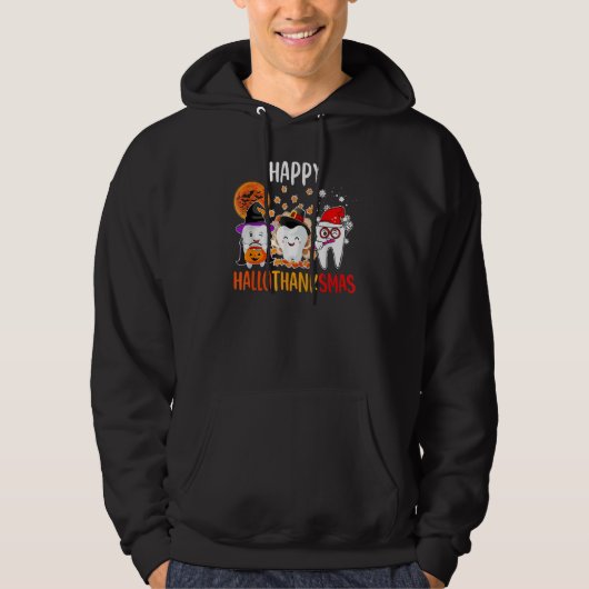 Hallothanksmas Halloween Thanksgiving Kerstmis De Hoodie (Voorkant)